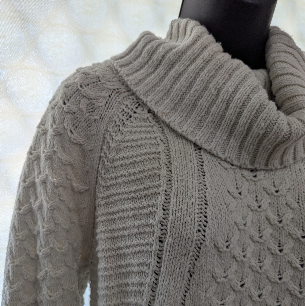 Cozy Rachel Zoe Gray Cable Knit Turtleneck Sweater